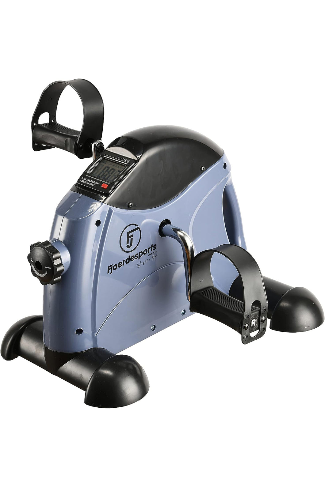 Fjoerdesports Mini-Heimtrainer für Arm & Beintraining mit Griff (Grau/Blau)